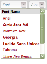 The Font menu in the editor
